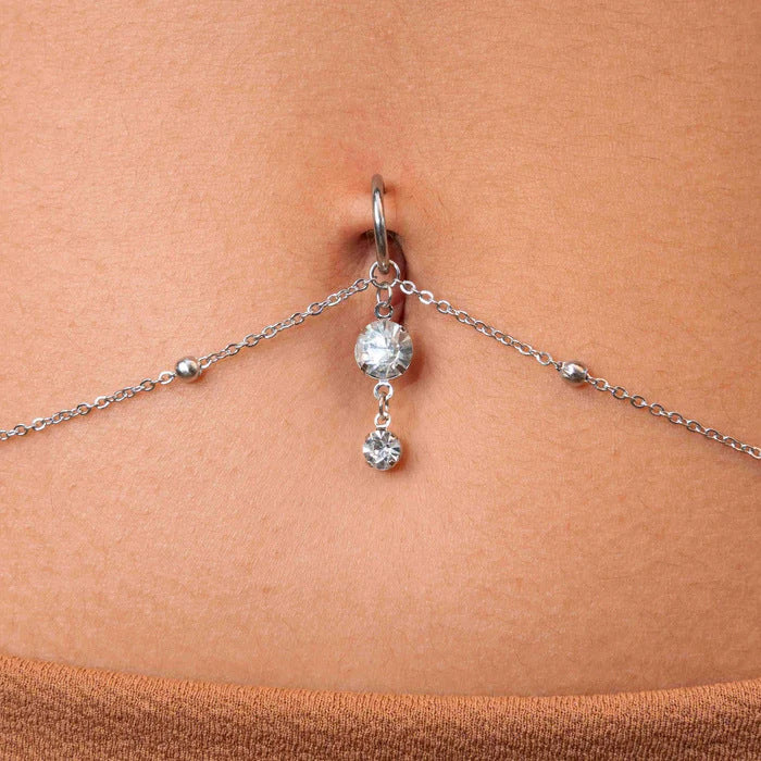 Chaîne de Taille Strass Effet Piercing – Sexy & Étincelante pour l’Été