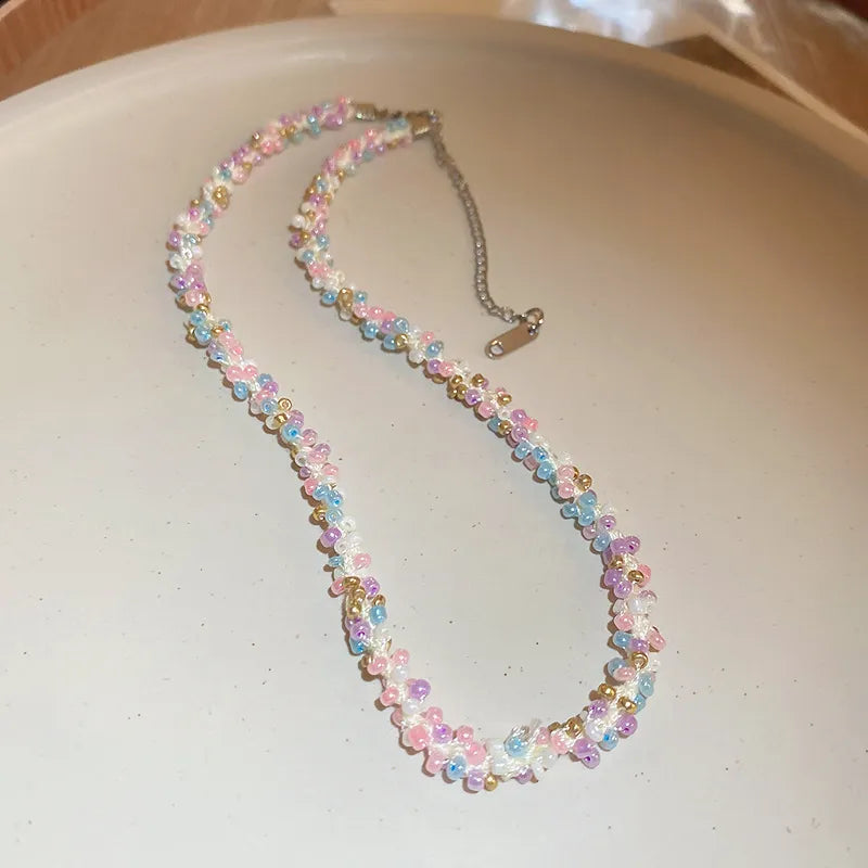 Collier Maillons Perles de Riz – Acier Titane Unisexe