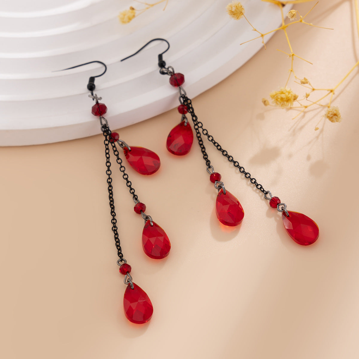 Boucles d’Oreilles Gouttes de Cristal