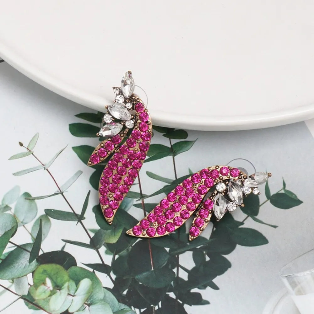 Boucles d’Oreilles Clous Cristal Rose – Effet Pierre de Verre