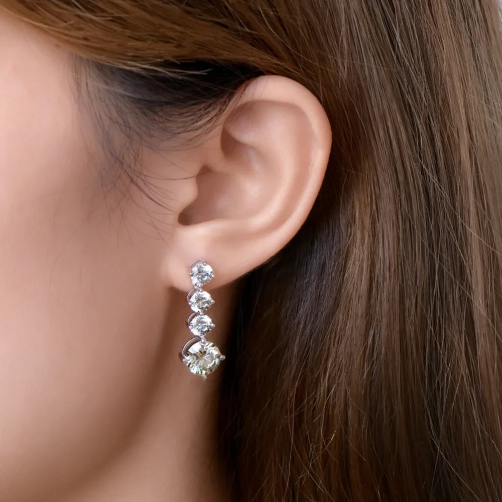 Boucles d’Oreilles Moissanite 4 Carats – Argent 925
