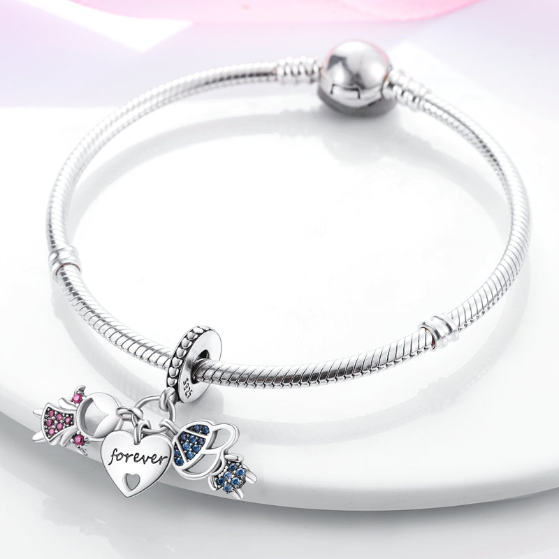 Pendentif "Forever" – Argent S925 avec Nœuds et Strass Colorés