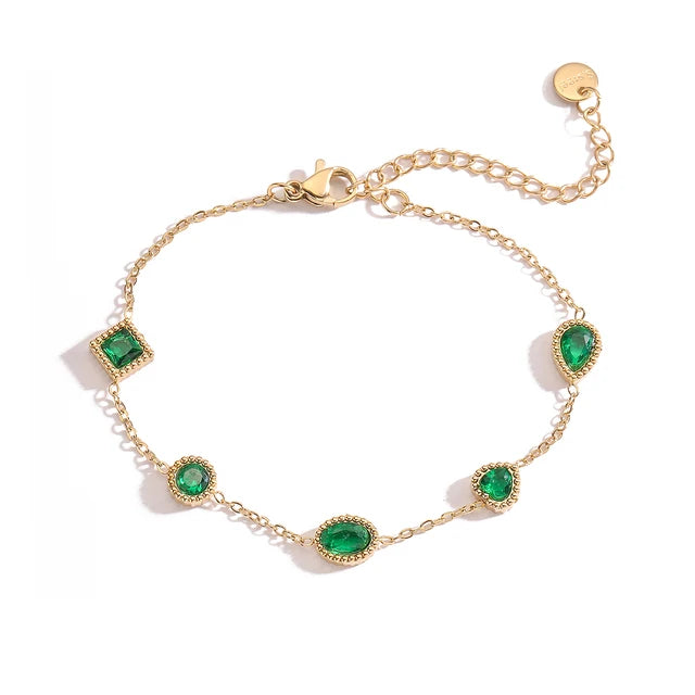 Bracelet NEWBUY 2024 – Acier Inoxydable Doré & Cristal Vert (disponible d'autres couleurs)
