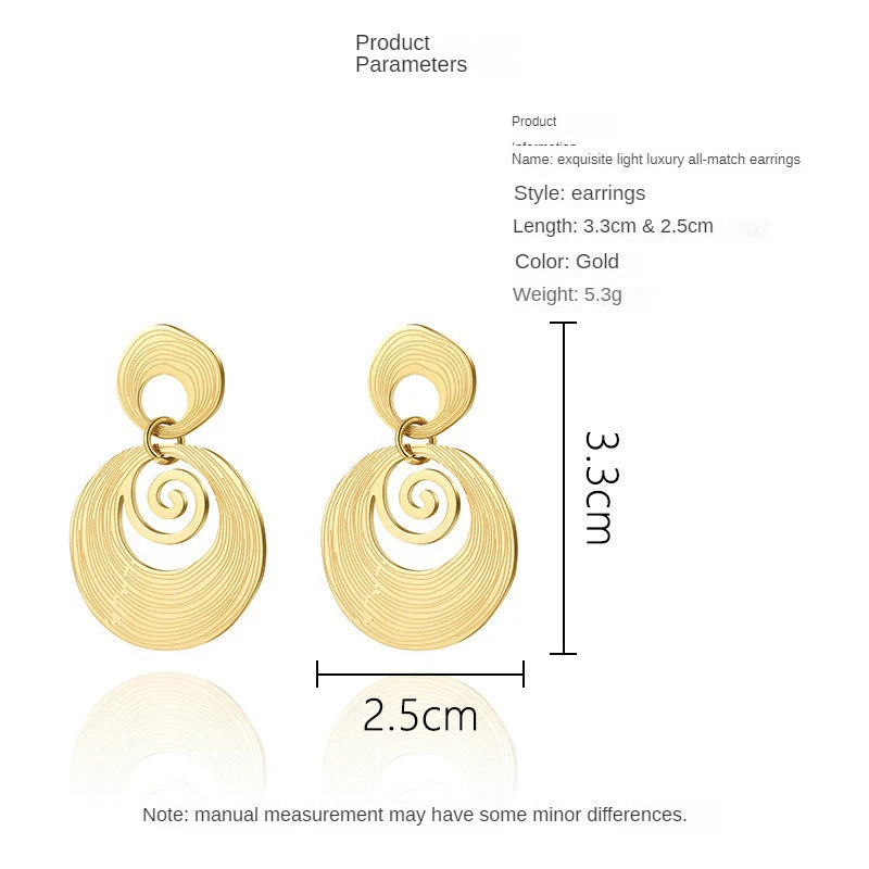 Boucles d’Oreilles Pendantes Rondes – Acier Inoxydable Doré & Design Géométrique