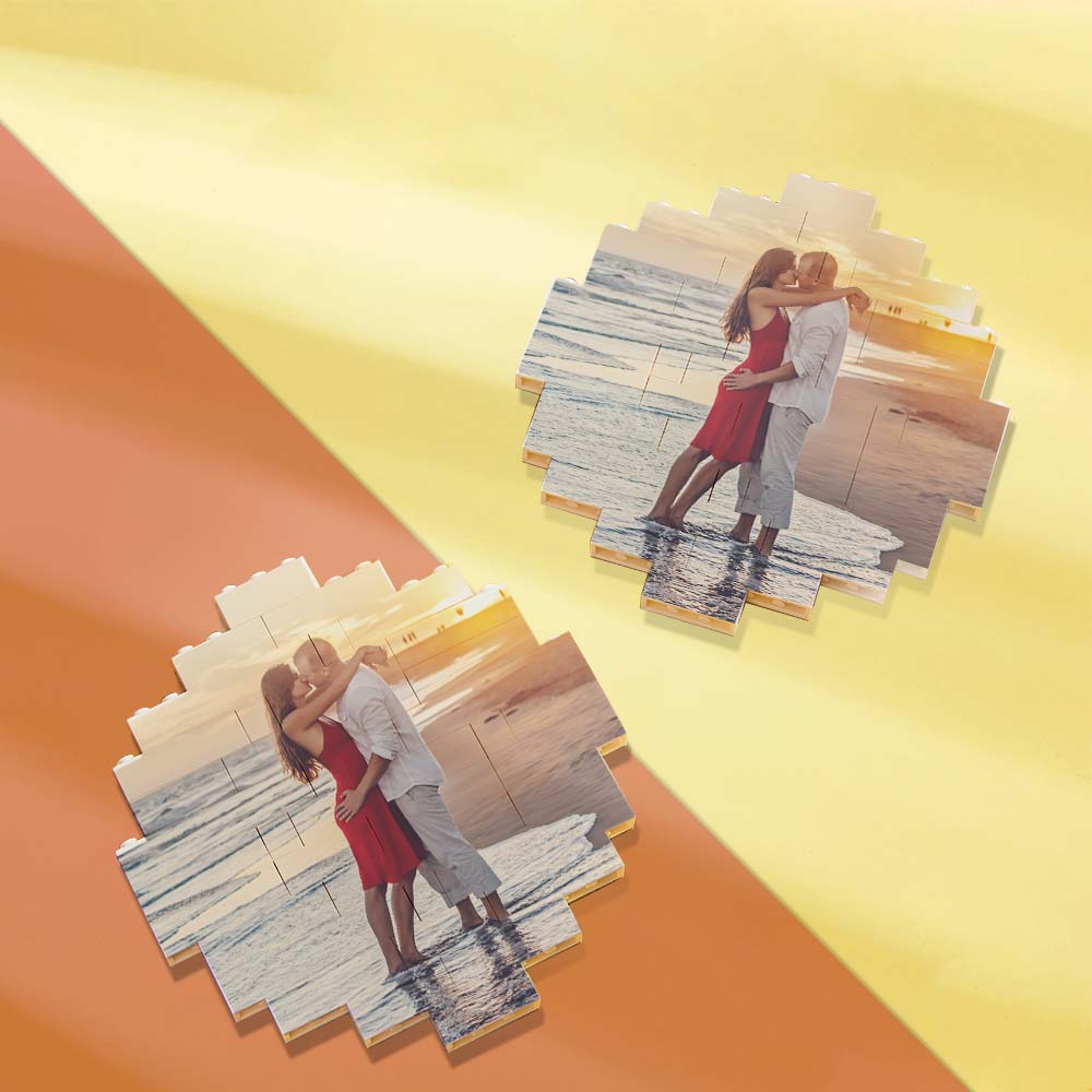 Custom photo brick puzzles, couple dancing on the beach, PVC material, perfect DIY gift.