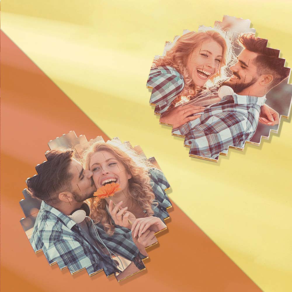 Custom Photo Brick Puzzles: Couples in Love, Personalized PVC Building Blocks