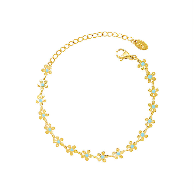 Bracelet Fleur Goutte – Acier Titane Doré & Goutte d’Huile