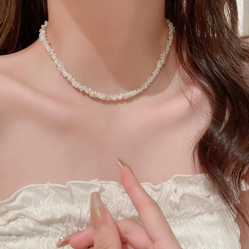 Collier Maillons Perles de Riz – Acier Titane Unisexe