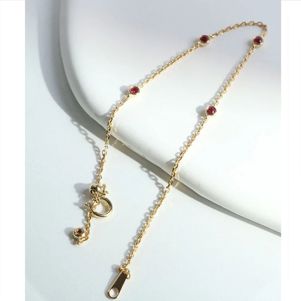 Bracelet Rubis Mini Zircons – Argent 925 & Élégance Précieuse