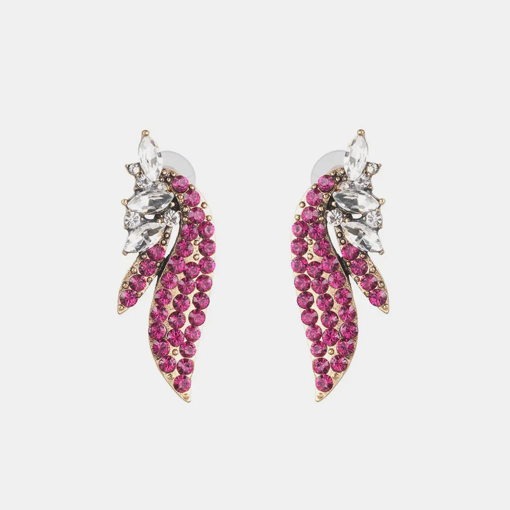 Boucles d’Oreilles Clous Cristal Rose – Effet Pierre de Verre