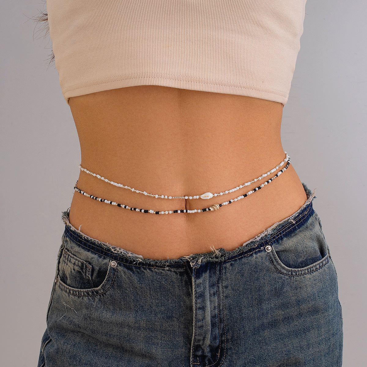 Chaîne de Taille Bohème à Perles de Riz – Double Rang