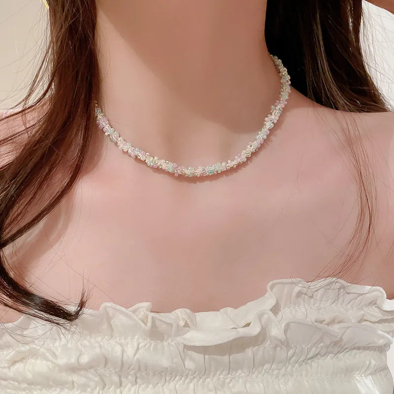 Collier Maillons Perles de Riz – Acier Titane Unisexe