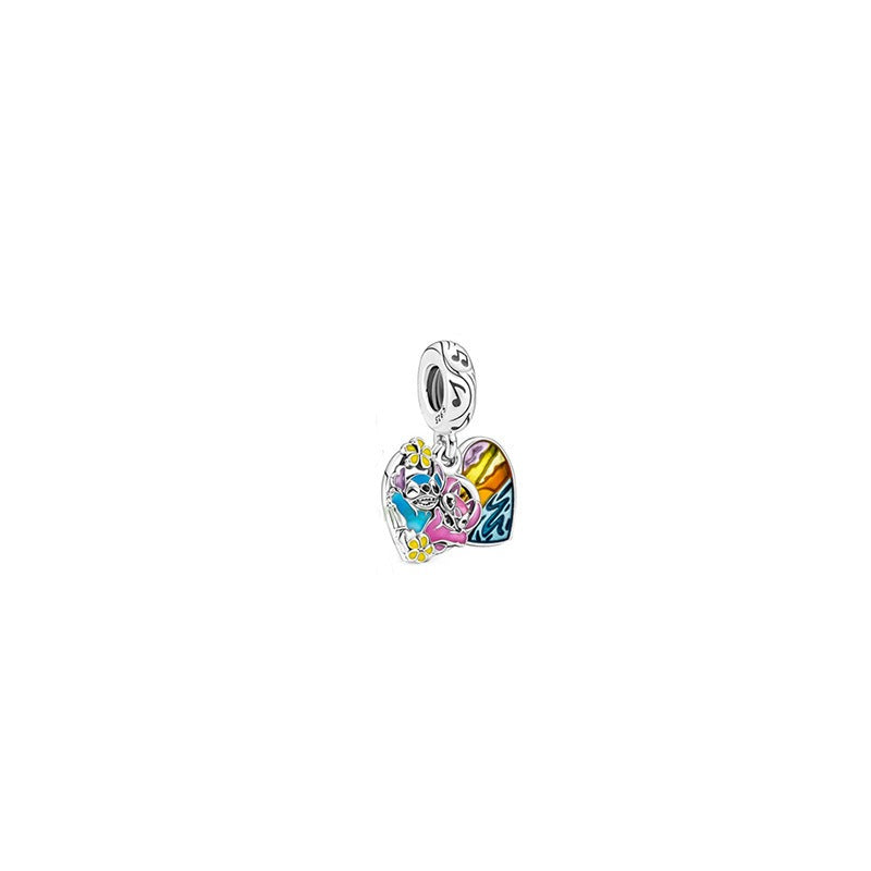 Pendentif Double Cœur & Moto & plus – Argent Sterling S925