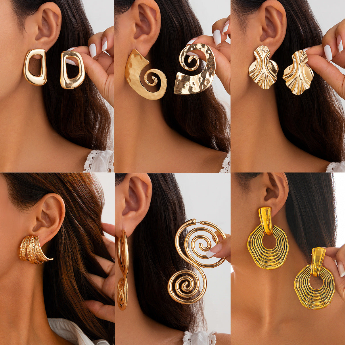 Boucles d’Oreilles Ondulées Style Antique