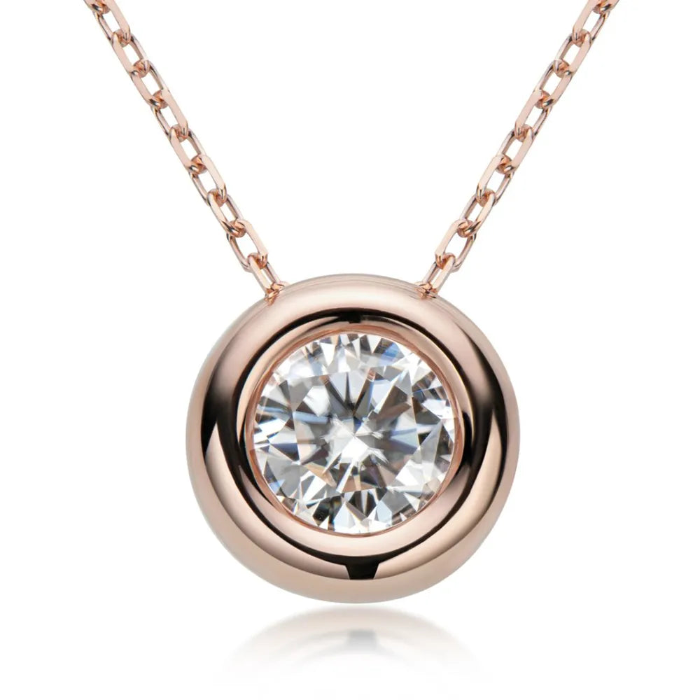 Collier Moissanite 1 Carat – Solitaire Moderne en Argent 925
