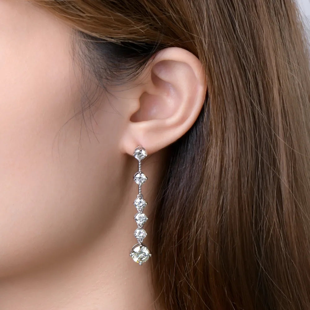 Boucles d’Oreilles Moissanite 4 Carats – Argent Sterling 925 & Éclat Diamant