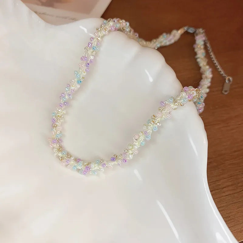 Collier Maillons Perles de Riz – Acier Titane Unisexe