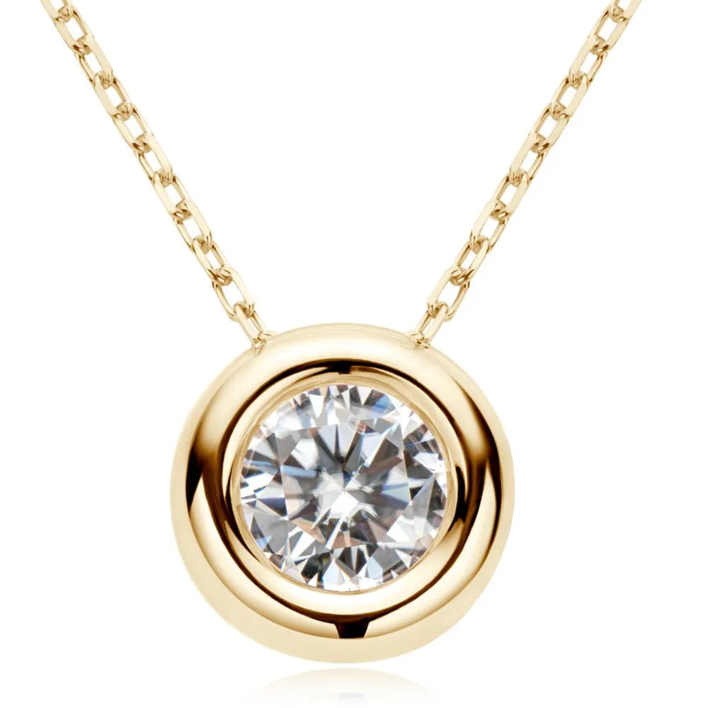 Collier Moissanite 1 Carat – Solitaire Moderne en Argent 925
