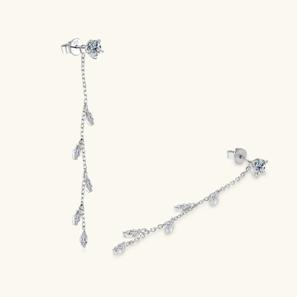 Boucles d’Oreilles Feuille Moissanite 1,38 Carat – Argent 925 & Éclat Nature