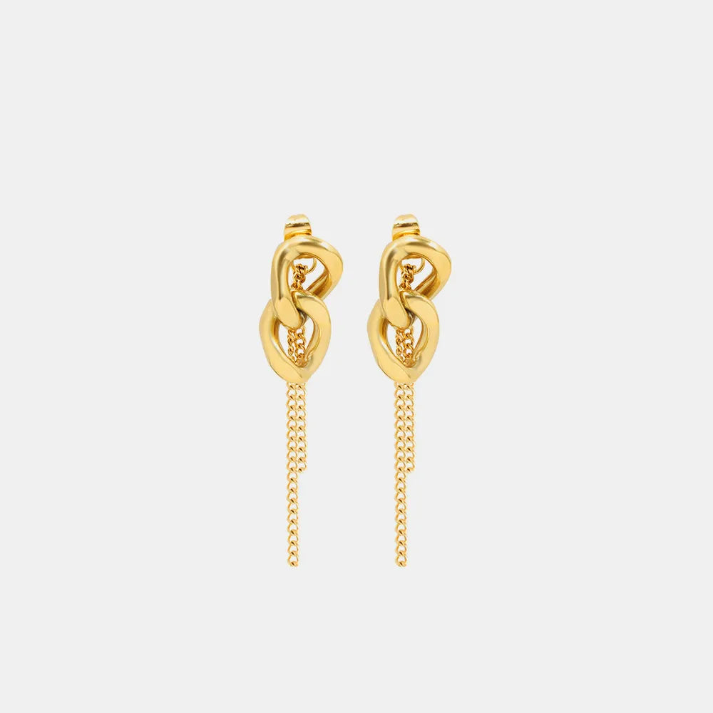 Boucles d’Oreilles Chaîne – Acier Titane & Design Graphique