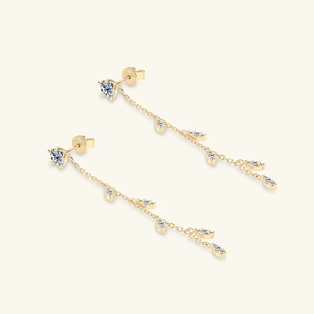 Boucles d’Oreilles Feuille Moissanite 1,38 Carat – Argent 925 & Éclat Nature