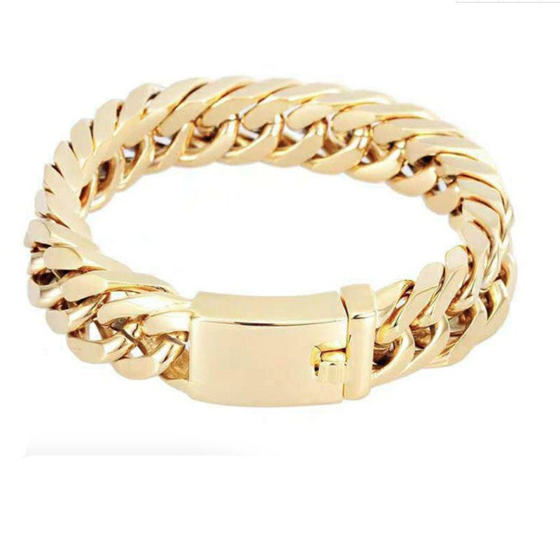 Bracelet Homme – Plaqué Or 18K & Double Boucle