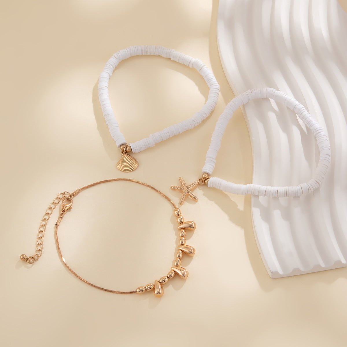 Bracelets de Cheville Étoile de Mer – Set Plage Bohème en Céramique Douce