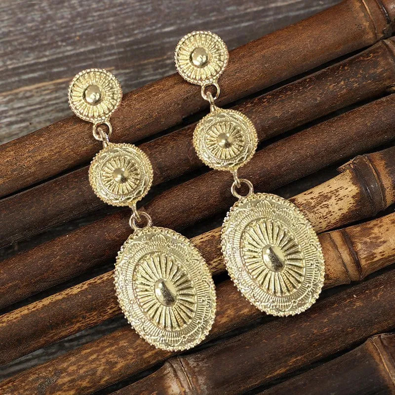 Boucles d’Oreilles Vintage – Alliage Doré & Design Dangle