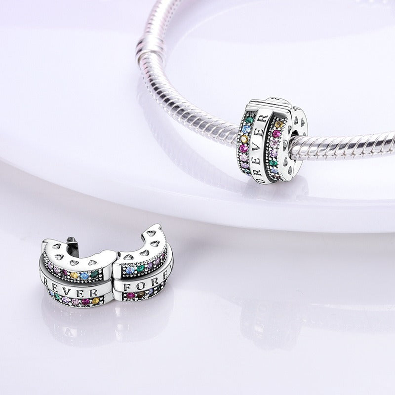 Perles Clip Cœur Colorées – Plaqué Cuivre & Argent S925