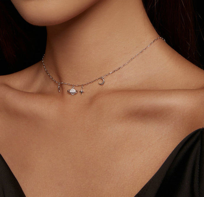 Collier “Ciel étoilé” – Argent 925 & Symboles célestes