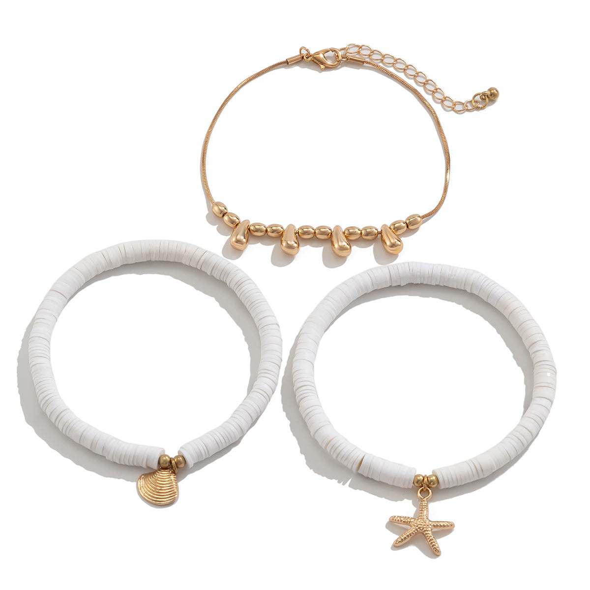 Bracelets de Cheville Étoile de Mer – Set Plage Bohème en Céramique Douce