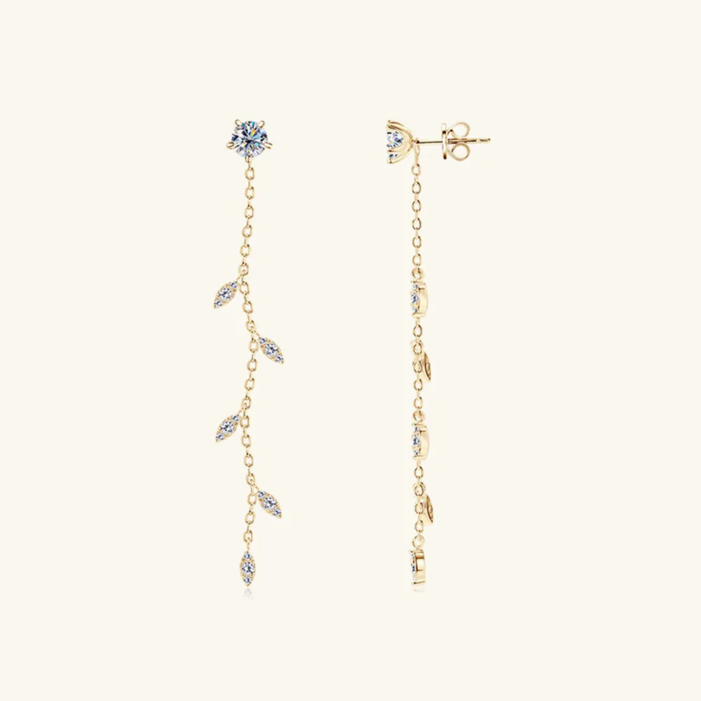 Boucles d’Oreilles Feuille Moissanite 1,38 Carat – Argent 925 & Éclat Nature