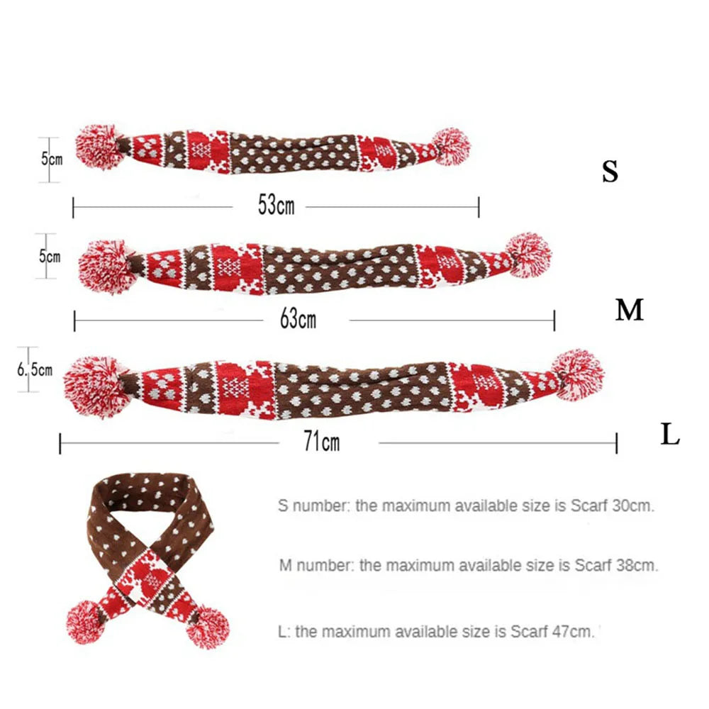 Écharpe de Noël Rayée pour Chien – Motif Bonhomme, Pompons
