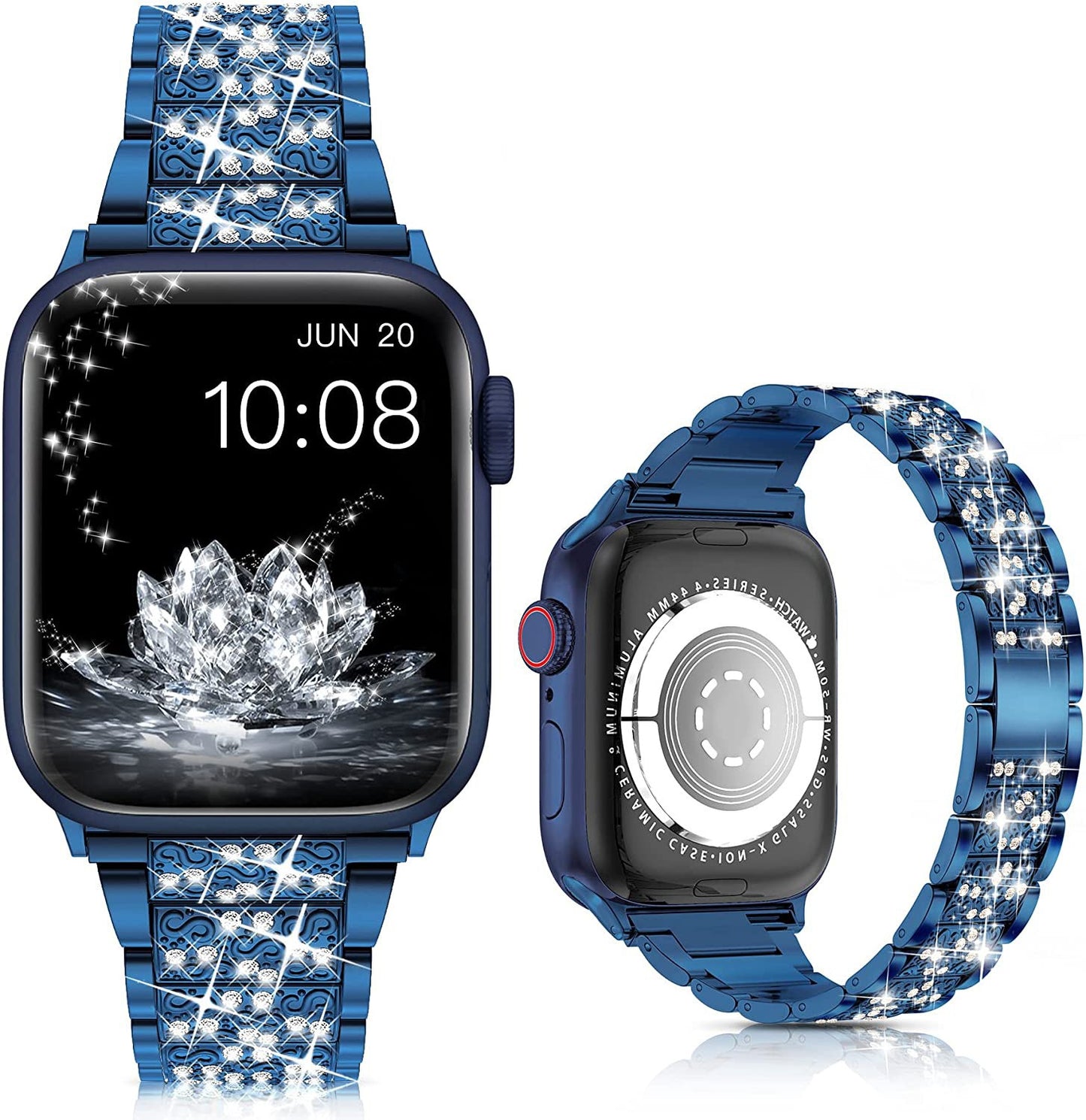 Bracelet Luxe Compatible Apple Watch – Alliage de Zinc, Strass & Perles