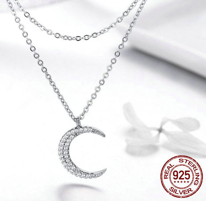 Collier “Starlight Moon” – Argent 925 avec Lune & Étoiles