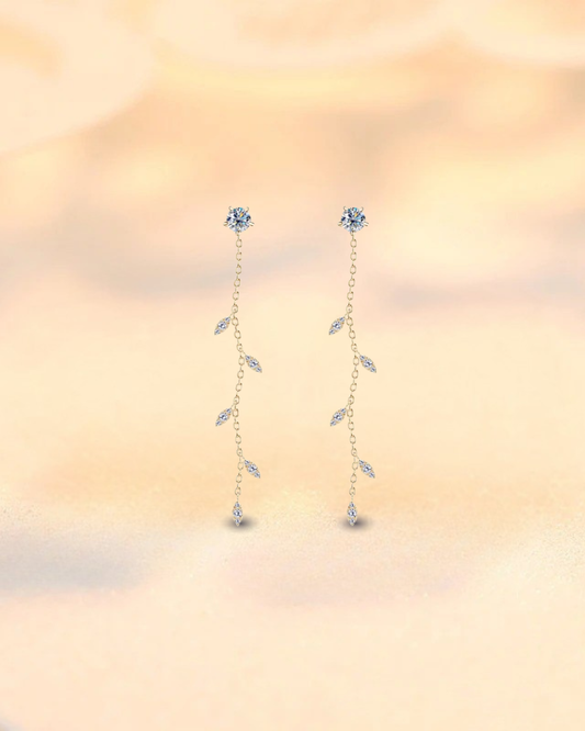 Boucles d’Oreilles Feuille Moissanite 1,38 Carat – Argent 925 & Éclat Nature