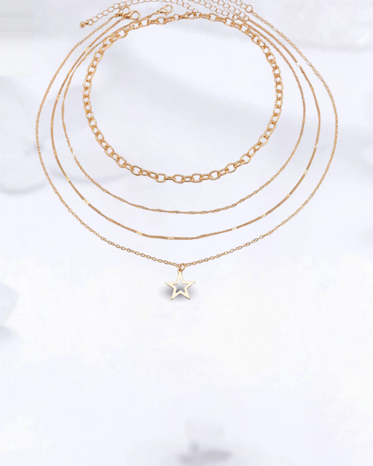 Collier Superposé Étoile Dorée