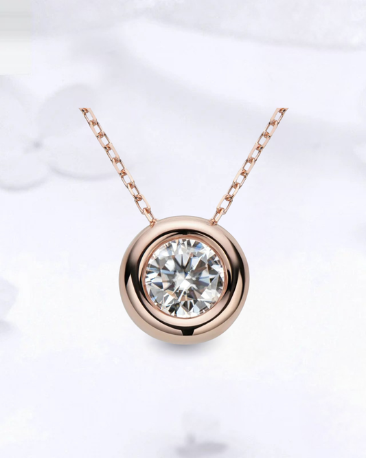 Collier Moissanite 1 Carat – Solitaire Moderne en Argent 925