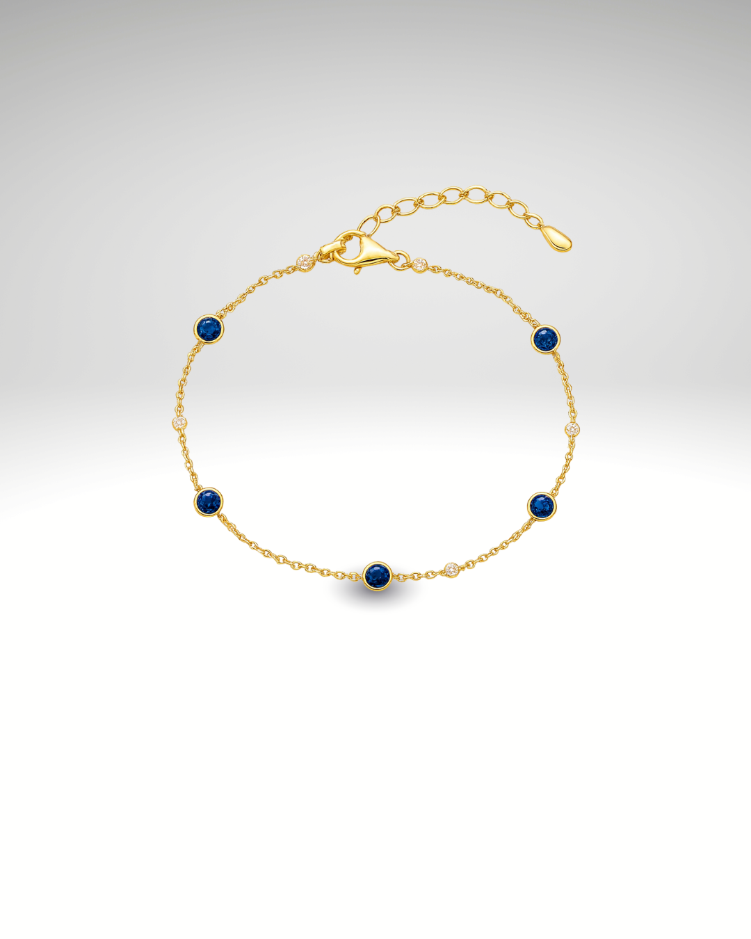 Bracelet Argent Sterling 925 Plaqué Or 18K & Pierre Bleue