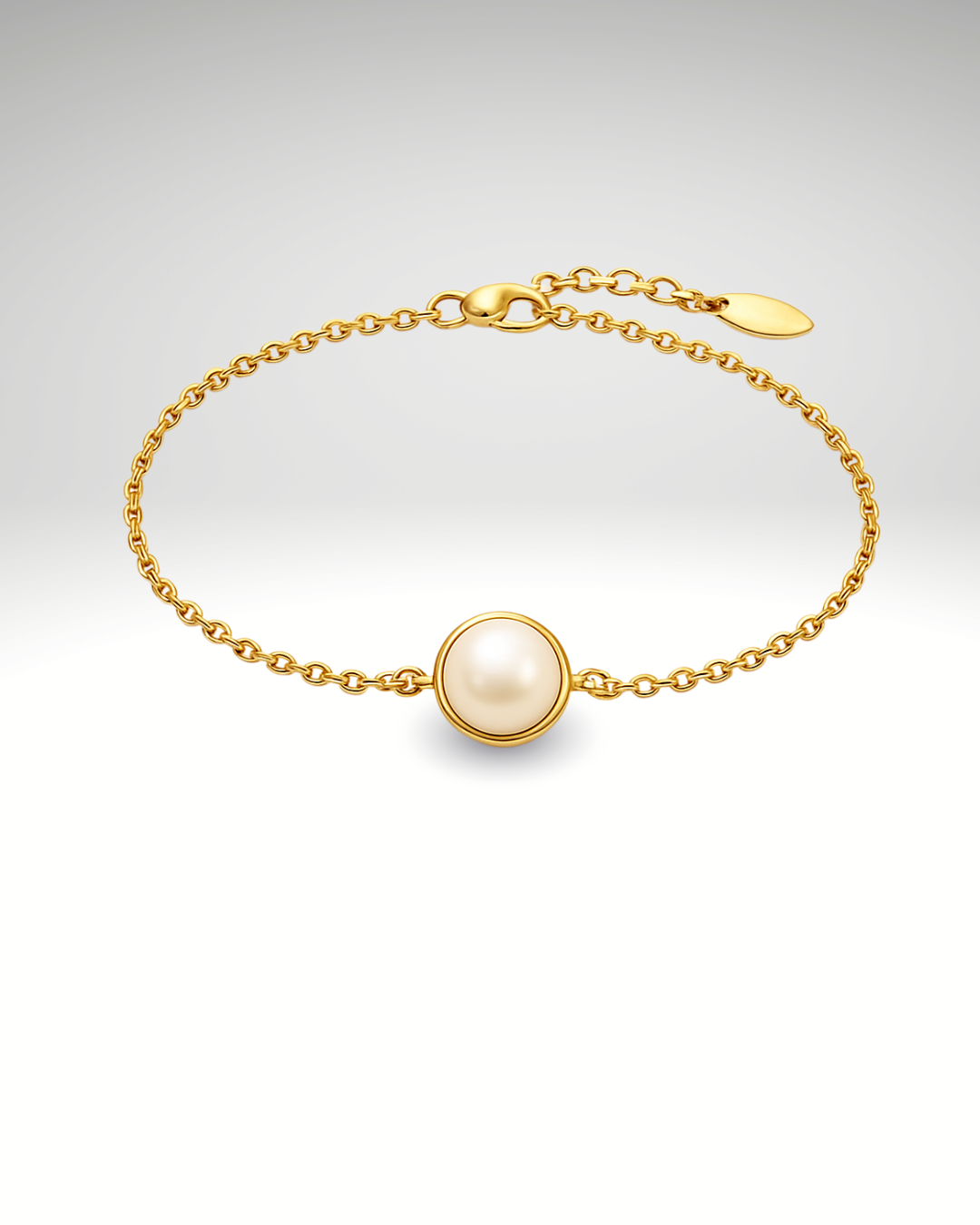 Bracelet en Argent Sterling 925 Plaqué Or 18K & Calcédoine Blanche