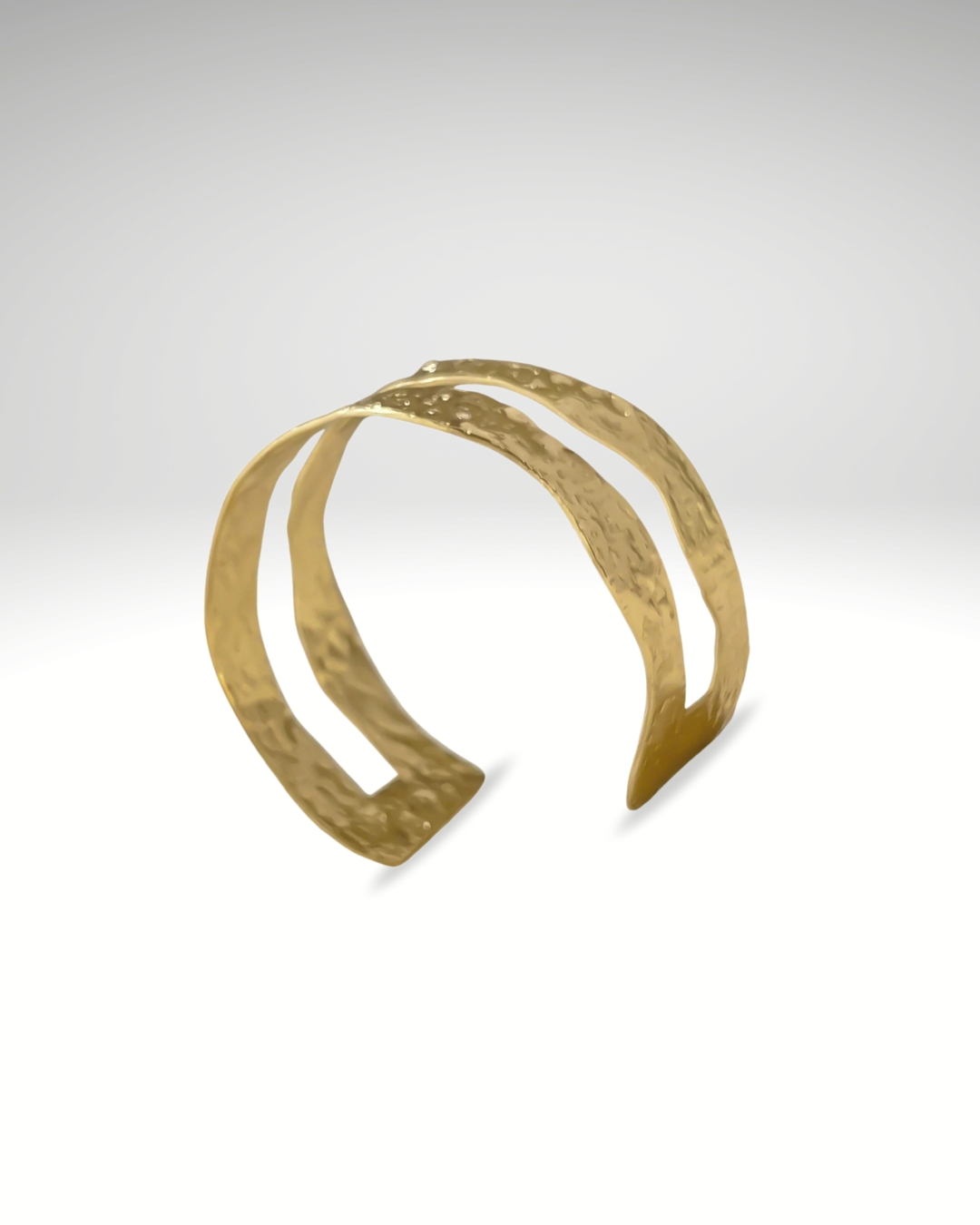 Bracelet Large en Acier Martelé + Bague