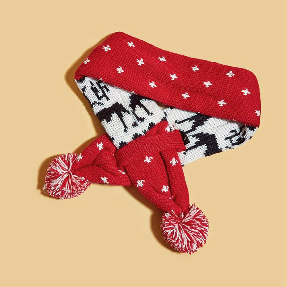 Écharpe de Noël Rayée pour Chien – Motif Bonhomme, Pompons