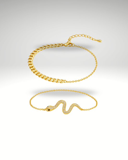 Bracelet Duo Serpent & Chaîne