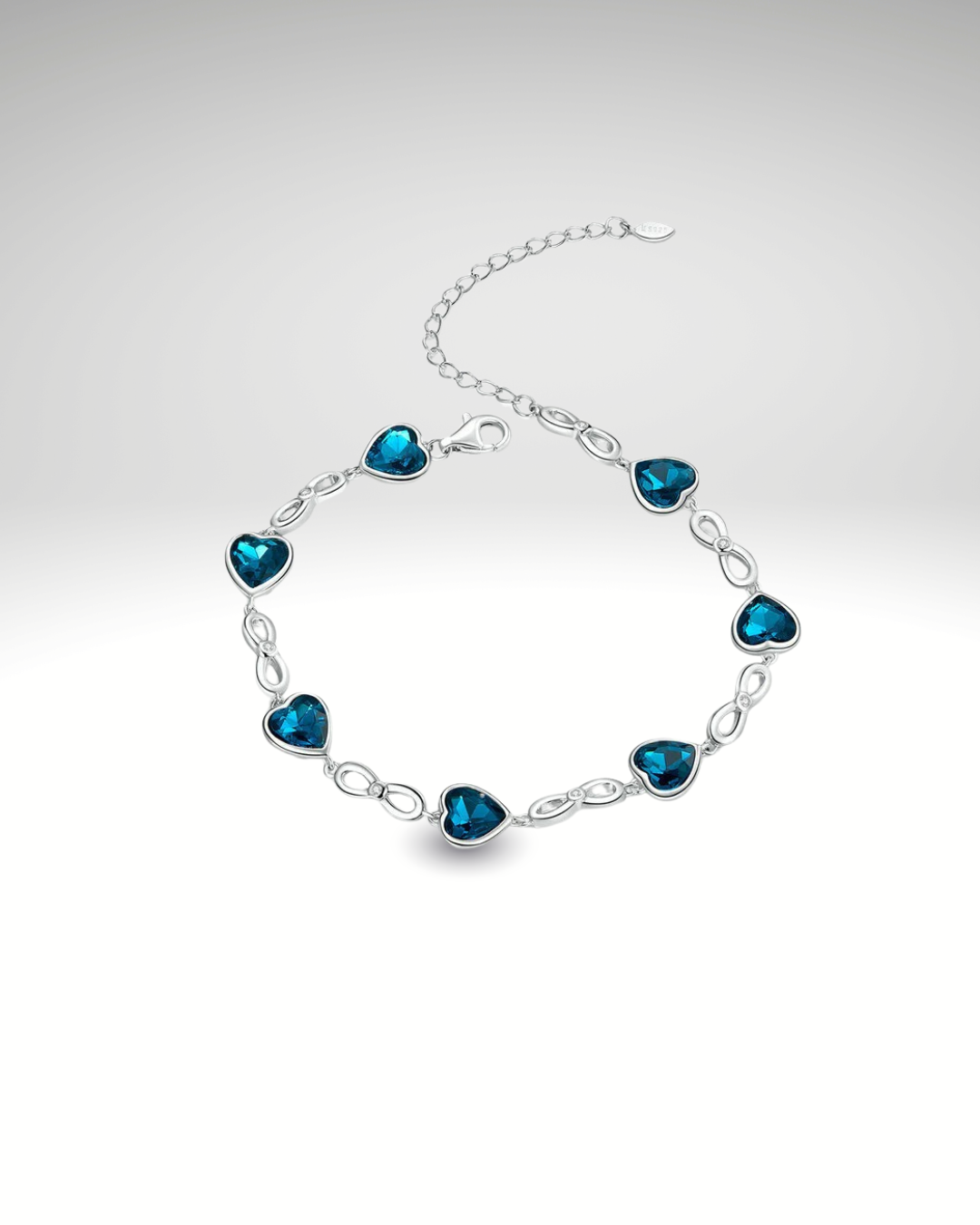 Bracelet Love en Argent 925 – Cœurs Bleus Étincelants