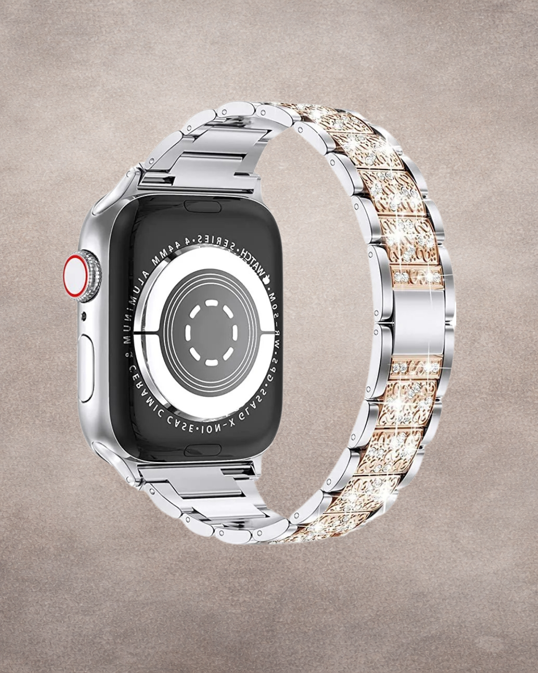 Bracelet Luxe Compatible Apple Watch – Alliage de Zinc, Strass & Perles