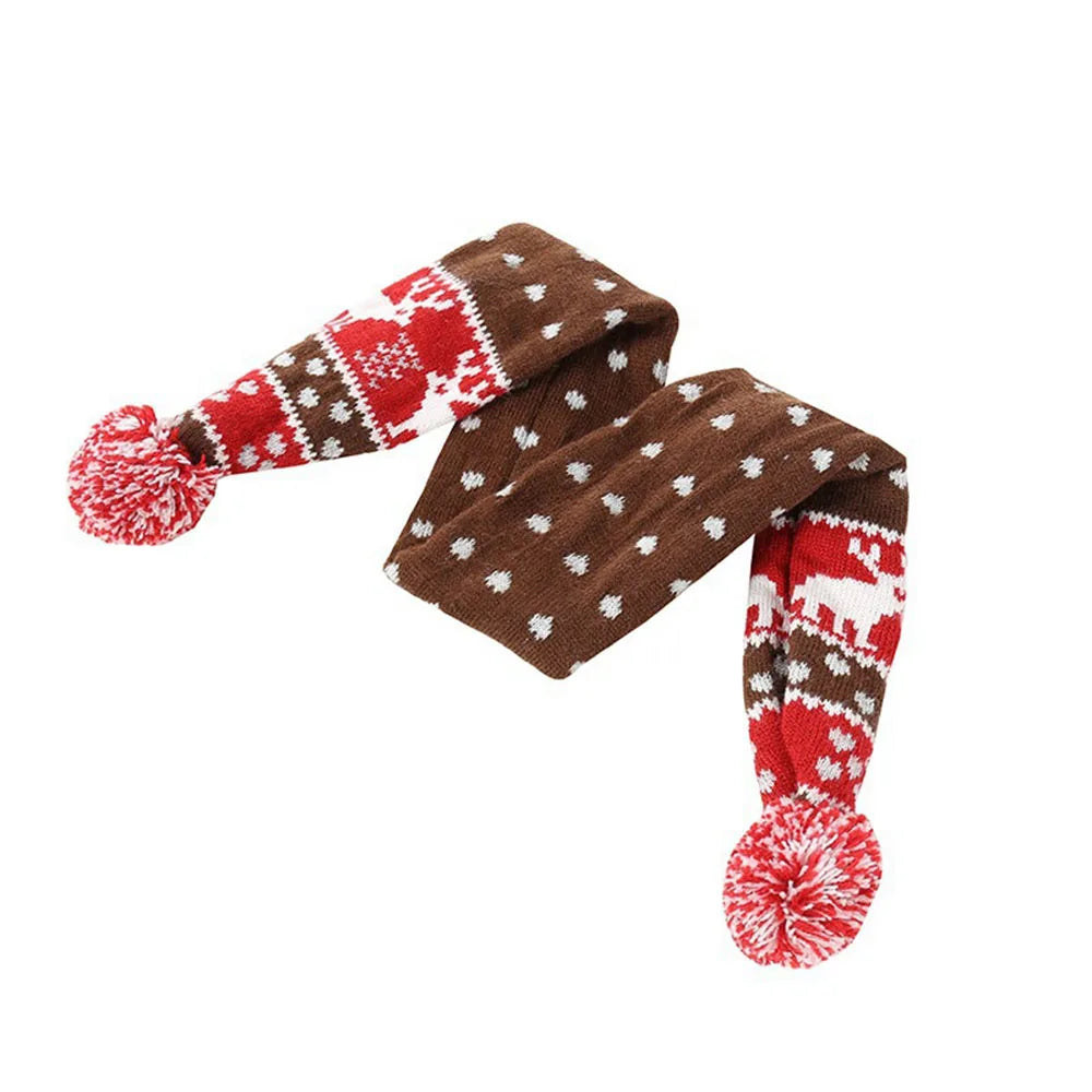 Écharpe de Noël Rayée pour Chien – Motif Bonhomme, Pompons