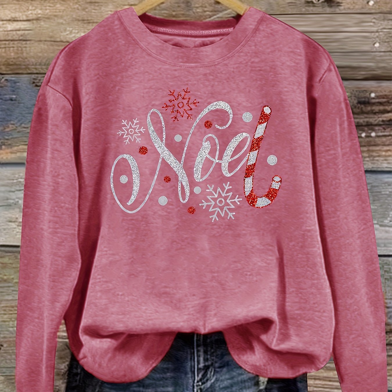 Pull de Noël Vintage pour Femme – Motif Flocons de Neige & Sucreries de Noël