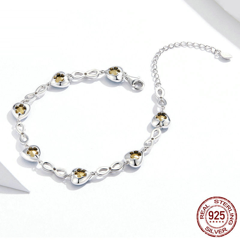 Bracelet Love en Argent 925 – Cœurs Bleus Étincelants