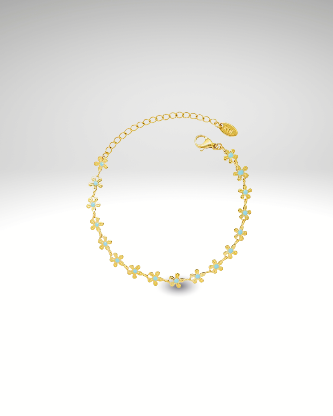 Bracelet Fleur Goutte – Acier Titane Doré & Goutte d’Huile