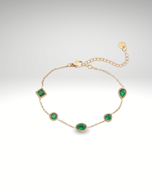Bracelet NEWBUY 2024 – Acier Inoxydable Doré & Cristal Vert (disponible d'autres couleurs)